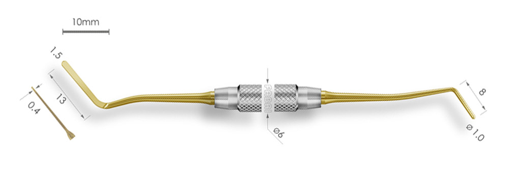 Удлиненная узкая гладилка с цилиндрическим штопфером Ø1,0мм с ручкой Ø6мм 