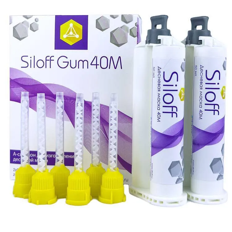 Десневая маска Siloff  40М (мягкая) 2x50мл, 20 смесительных наконечников, КрасТехноМед