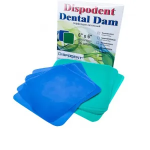 РабберДам, завеса латекс плотная синяя  (36шт), Dispodent Dental Dam