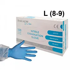 Перчатки нитриловые L (8-9), 100шт, голубые, Dr.Klauss