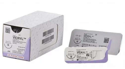 Викрил (Vicryl) 6/0 (12шт, 45см, 8мм, 1/4 шпательная), W9552, Jh@Jh
