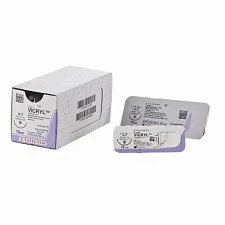 Викрил (Vicryl), 6/0 (12шт, 45см, 13мм, 1/2, н/окр), W9981, Jh@Jh