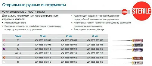 Ц-Пилот файлы ЦЦ+ 25мм №15 (6шт), VDW 04 0368 025 015