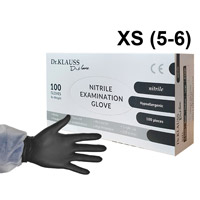 Перчатки нитриловые XS (5-6), 100шт, черные, Dr.Klauss