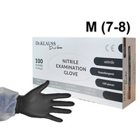 Перчатки нитриловые M (7-8), 100шт, черные, Dr.Klauss