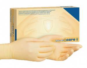 Перчатки латексные XS (5-6), 100шт, 2 хлор, DL 202, Safe&Care