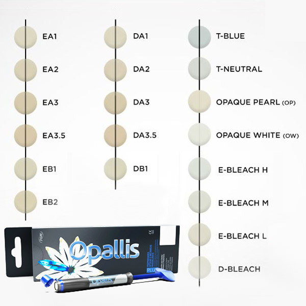 Опаллис (Opallis), DA3, шприц, 4г, композит для фронтал. и жеват. группы зубов, FGM
