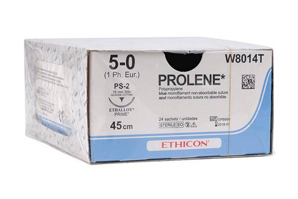 Пролен (Prolene) 5-0 (24шт, 45см/реж../16мм/3/8), W8006Т, Jh@Jh