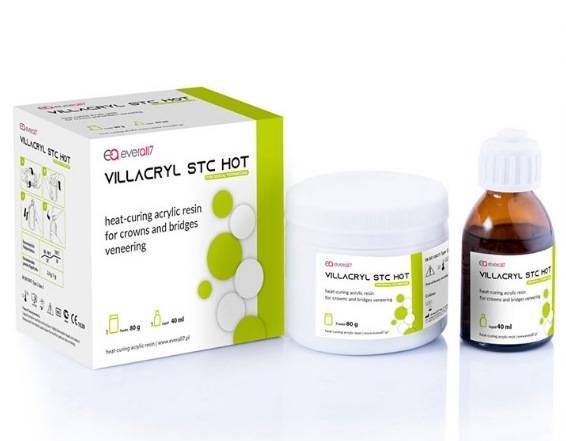 Виллакрил STC Hot (Villacryl STC Hot), A3,5, пластмасса для ремонта протезов, 80г+40мл, V210A35Z04, Everall7
