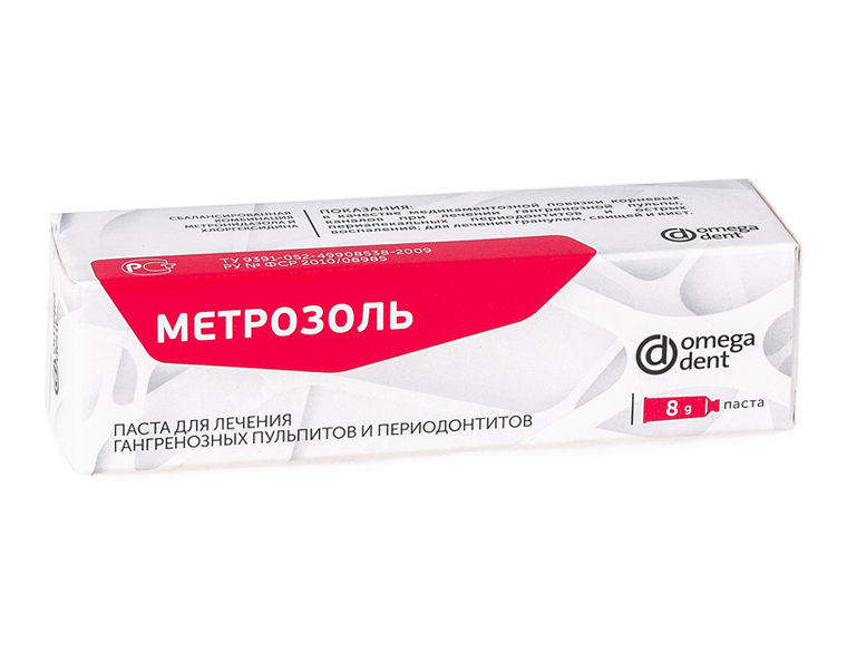 Метрозоль паста для лечения пульпитов и перидонтитов (8г), ОМЕГА
