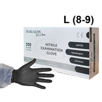 Перчатки нитриловые L (8-9), 100шт, черные, Dr.Klauss