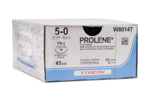 Пролен (Prolene) 5-0 (24шт, 45см/реж../16мм/3/8), W8006Т, Jh@Jh