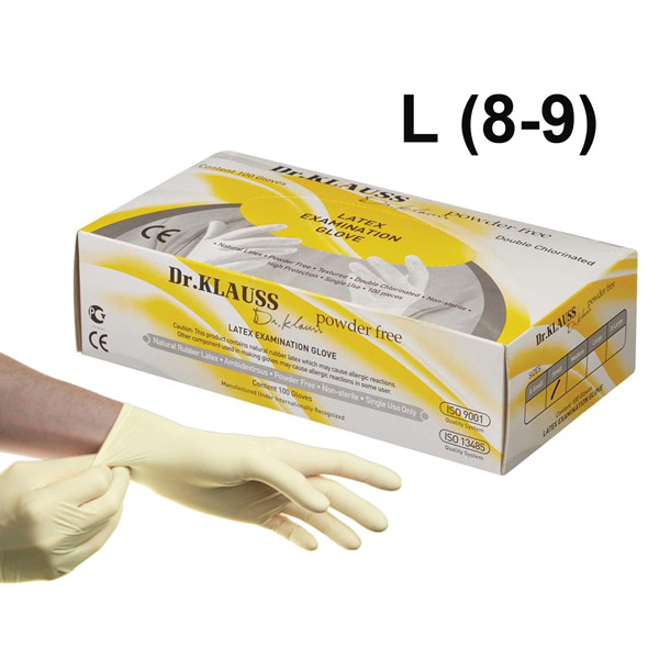 Перчатки латексные L (8-9), 100шт, Dr.Klauss