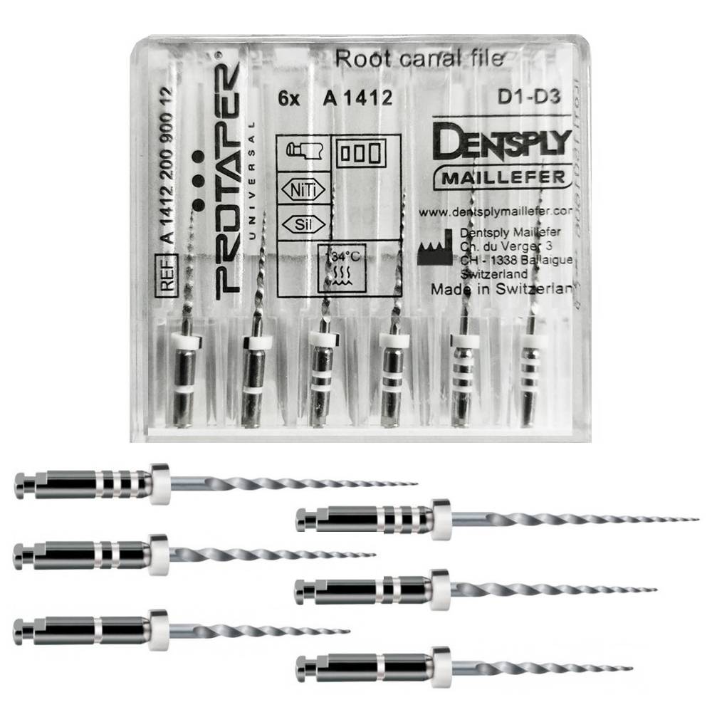 Машинные файлы ProTaper для перелечивания, ассорти D1-D3 (6шт), МАЛИФЕР