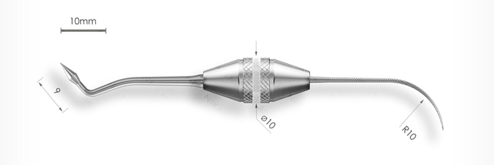 1504-02F Инструмент для моделирования фиссур с эргономичной ручкой Ø10мм Без Покрытия