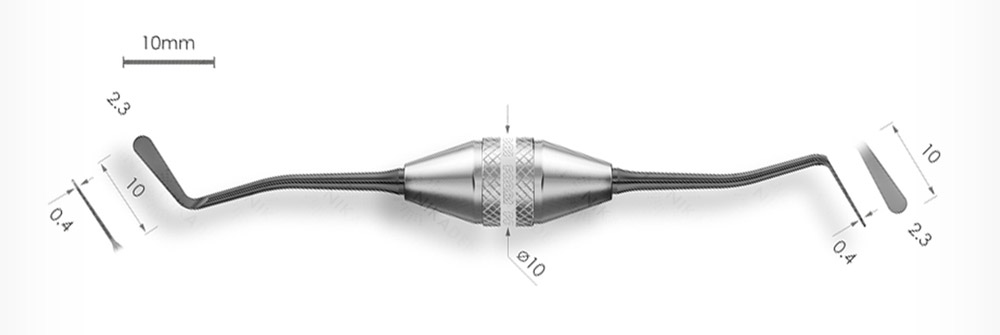 Средняя двухсторонняя гладилка-пакер. Эргономичная ручка Ø10мм. Покрытие Black