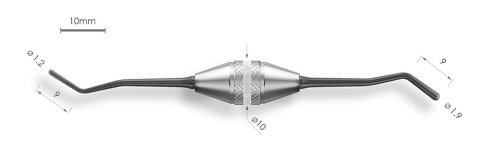 Двухсторонний штопфер с обратным конусом. Эргономичная ручка Ø10mm. Покрытие Black