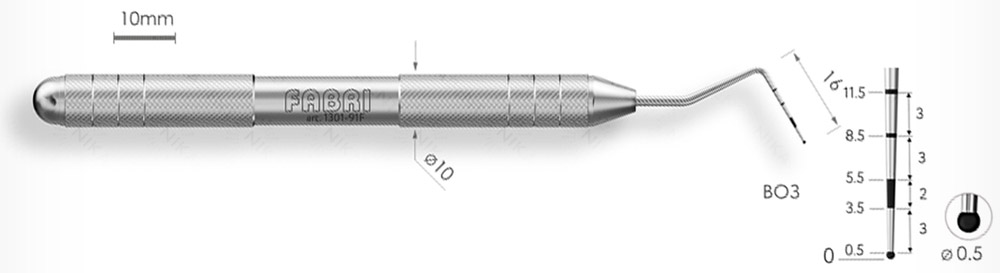 1301-91F Пародонтологический мерный зонд Шкала ВОЗ Эргономичная ручка Ø10мм