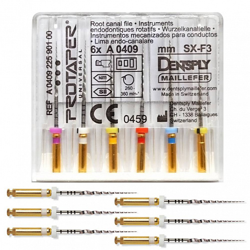 Машинные файлы ProTaper 25мм S2 (6шт) (Протейпер), A041022510212, МАЛИФЕР