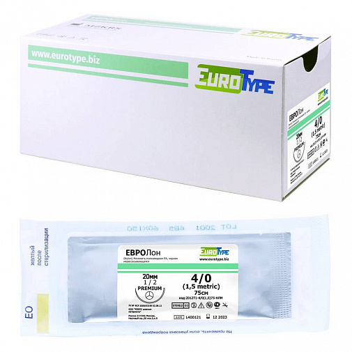ЕВРОЛОН 4/0 (12шт, 75см, 20мм К/Р, 1/2) : АРТ 2012Т1/  4/0(1,5)75-НЛМ
