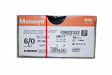 Моносин фиолетовый 6/0, 70см, игла 1/2, колющая 17мм (36шт), B.Braun