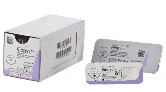 Викрил (Vicryl) 3/0 (12шт, 75см, 26мм, 1/2, колющая), W9120, Jh@Jh