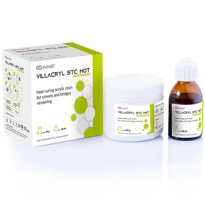 Виллакрил STC Hot (Villacryl STC Hot), A2, пластмасса для ремонта протезов, 80г+40мл, V210A2Z02, Everall7