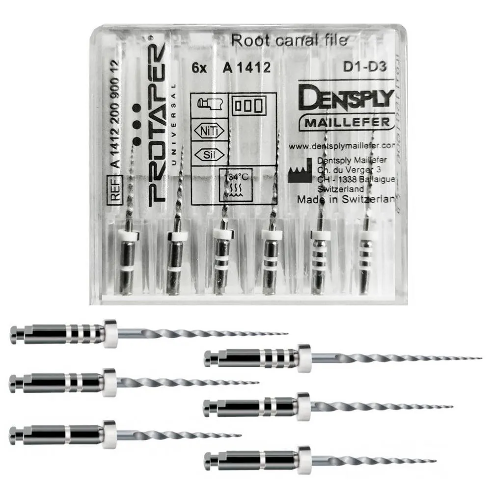 Машинные файлы ProTaper для перелечивания, ассорти D1-D3 (6шт), МАЛИФЕР